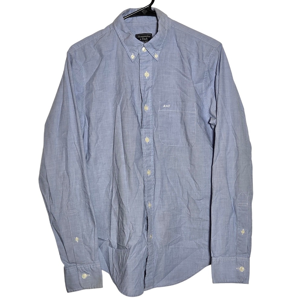 Abercrombie & Fitch Mens Blue Long Sleeve Button Shirt Medium Preppy Office Work